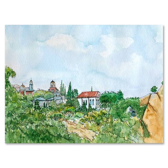 Designart - White House With Red Roof In The Countryside